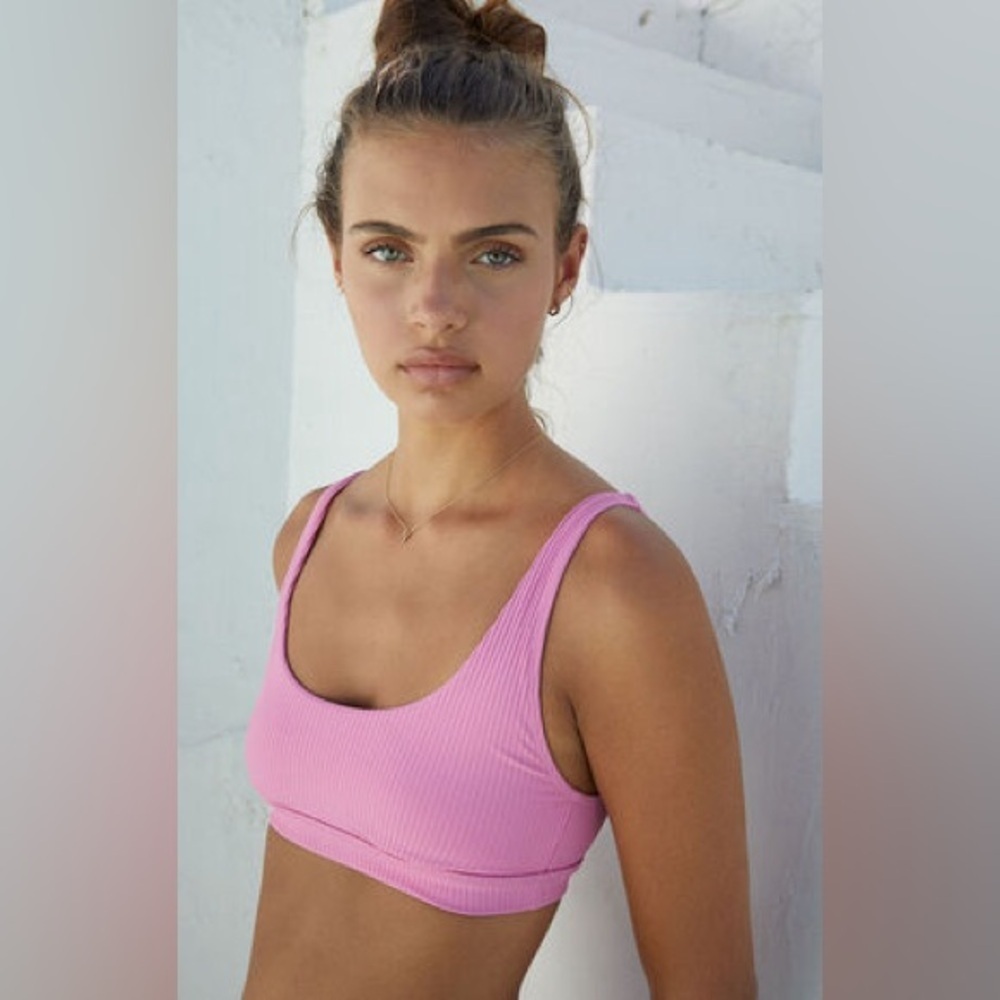 Storm Reid Pac Sun Pink Kensie Ribbed Sport Cropped Bikini Top